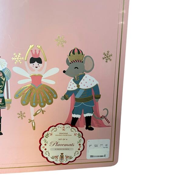 Envogue Pink NUTCRACKER Cork Backed  Christmas Placemats 12x16 Holiday New - Picture 10 of 10